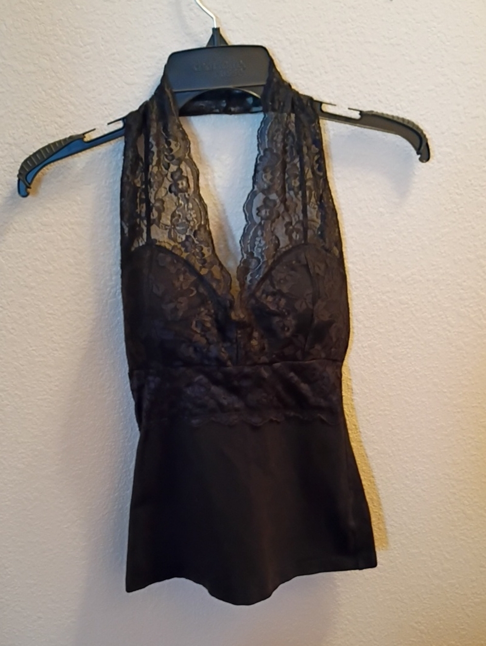 Zenana Outfitters Black Lace Halter Cami
